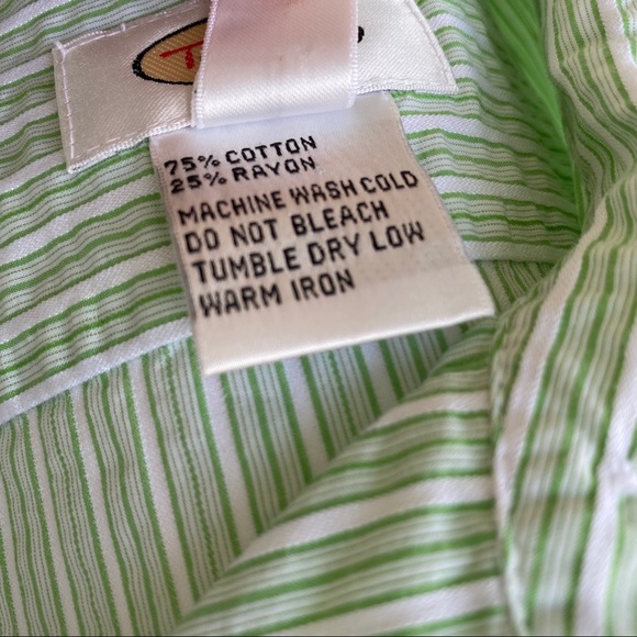 TALBOTS | Textured Green Stripe Button Down Shirt - Picture 10 of 10